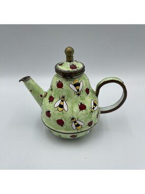 Kevin Chen 1999 Hand Painted Enamel Teapot Ladybugs And Bees No. 255 VTG 3.5"